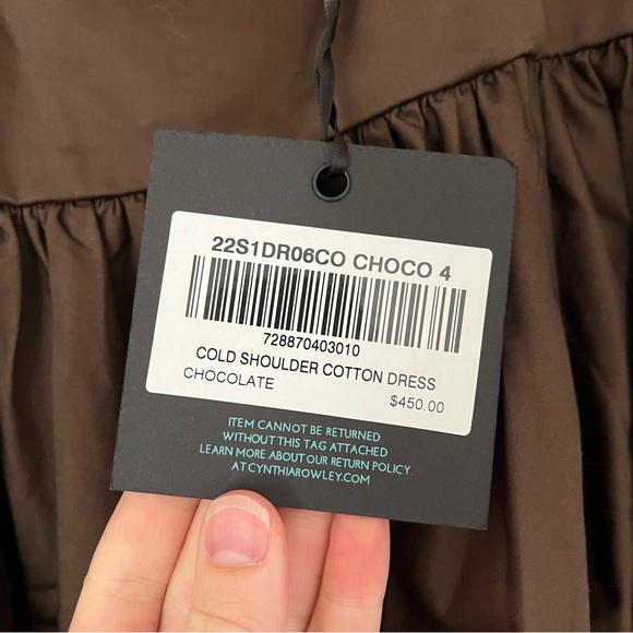 NWT Cynthia Rowley Square neck cold shoulder cotton sateen mini dress - Picture 6 of 6